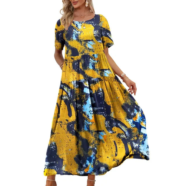 Boho Jurk Zomerse Losse Zonnejurk met Zakken