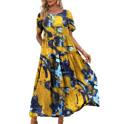 Boho Jurk Zomerse Losse Zonnejurk met Zakken