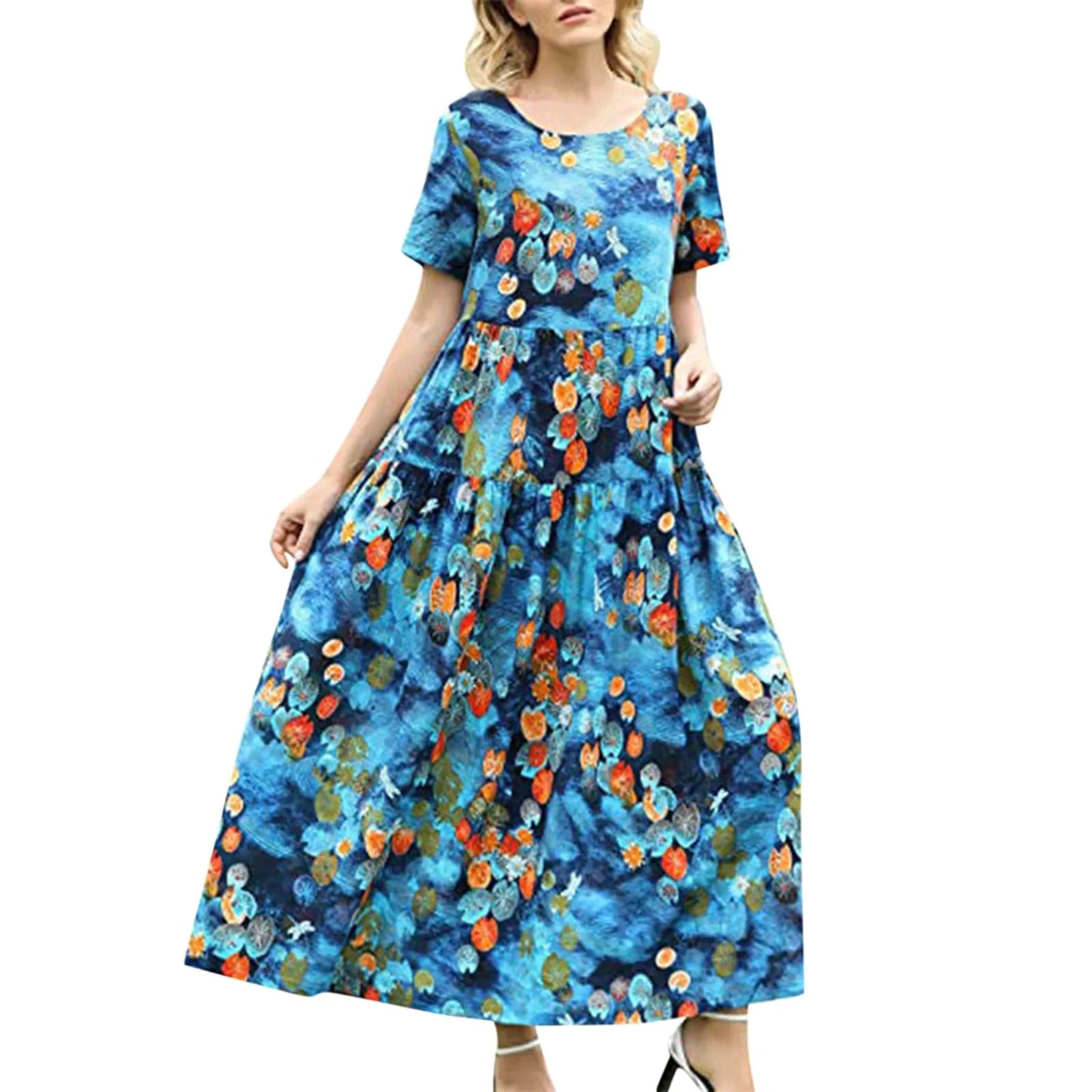 Boho Jurk Zomerse Losse Zonnejurk met Zakken