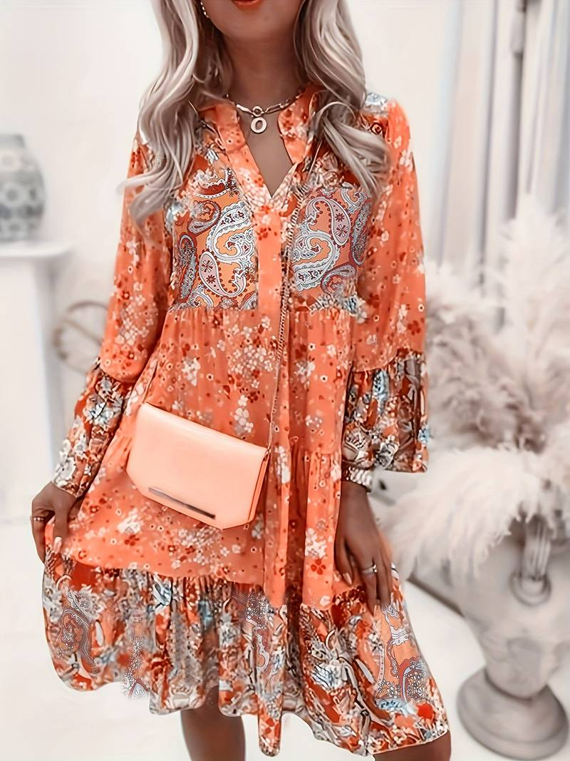 Boho Damesjurk Met Bloemenprint | Lange Dames Jurk Zomer 2