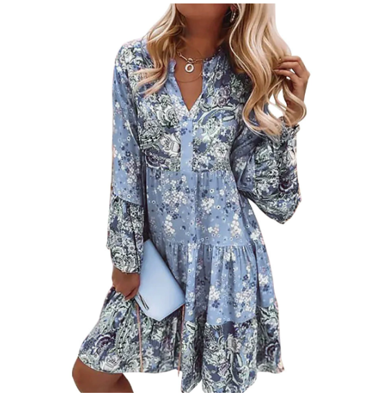 Boho Damesjurk Met Bloemenprint | Lange Dames Jurk Zomer 3
