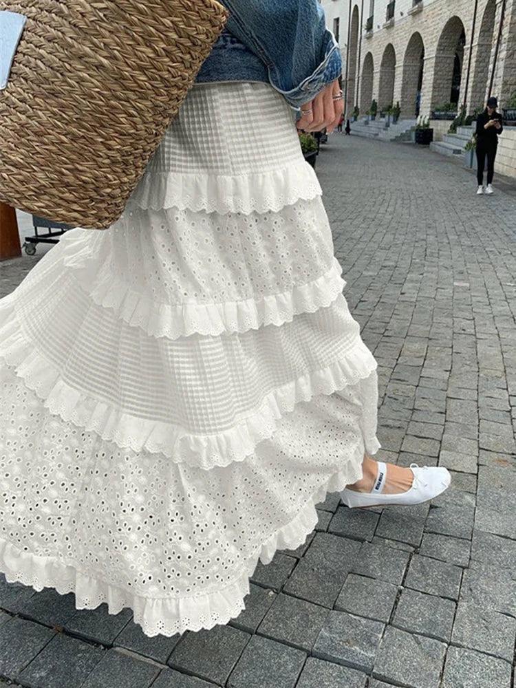 Maxi Rok Geborduurde Bloemen Zomerjurk Lange Rok