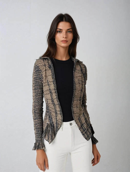Dames Blazer Geruit Stijlvol Moderne Pasvorm - StudioMarella