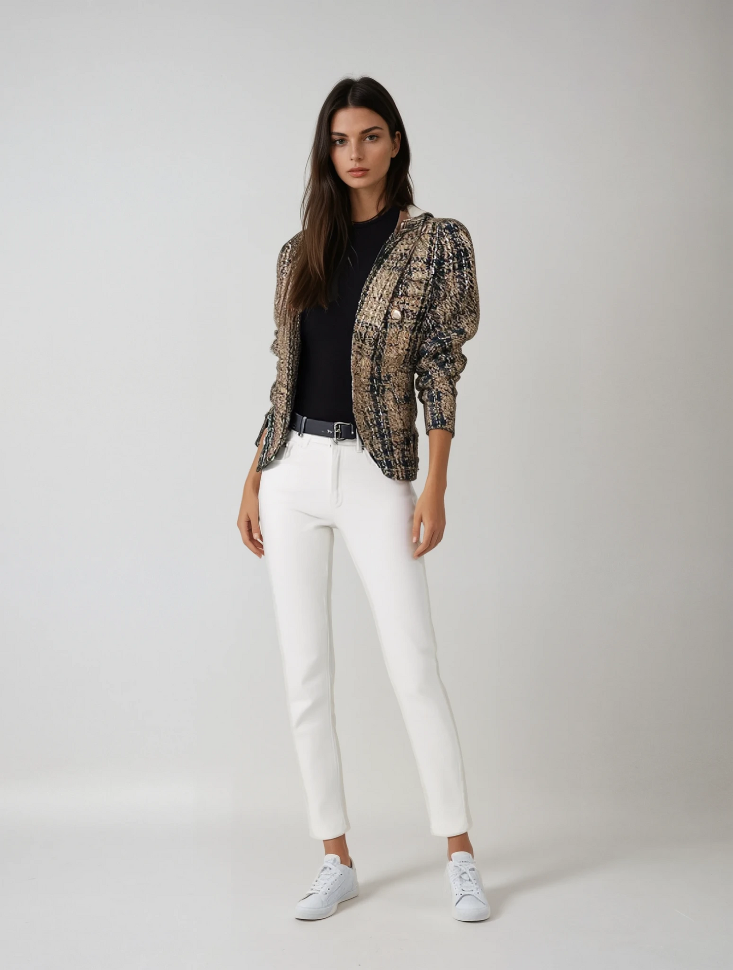 Dames Blazer Geruit Stijlvol Moderne Pasvorm
