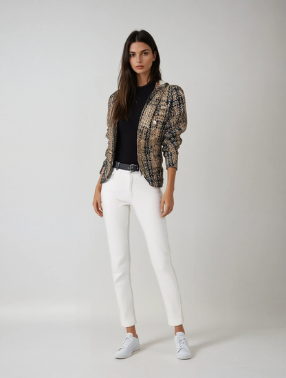 Dames Blazer Geruit Stijlvol Moderne Pasvorm