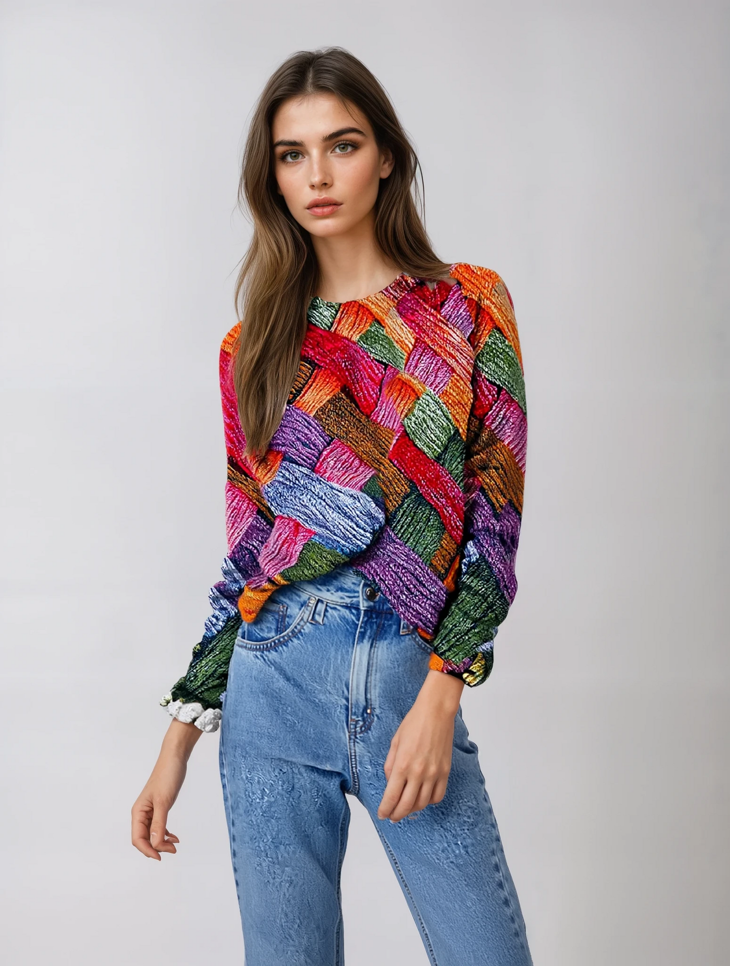 Dames Trui Kleurrijk Geweven Stijl - StudioMarella