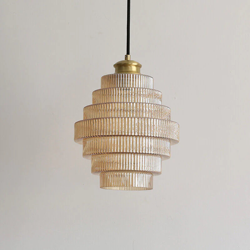 Messingkleurige Hanglamp met Flessendesign – Glazen Kap in Retro Stijl – Ø22cm – E27-Fitting