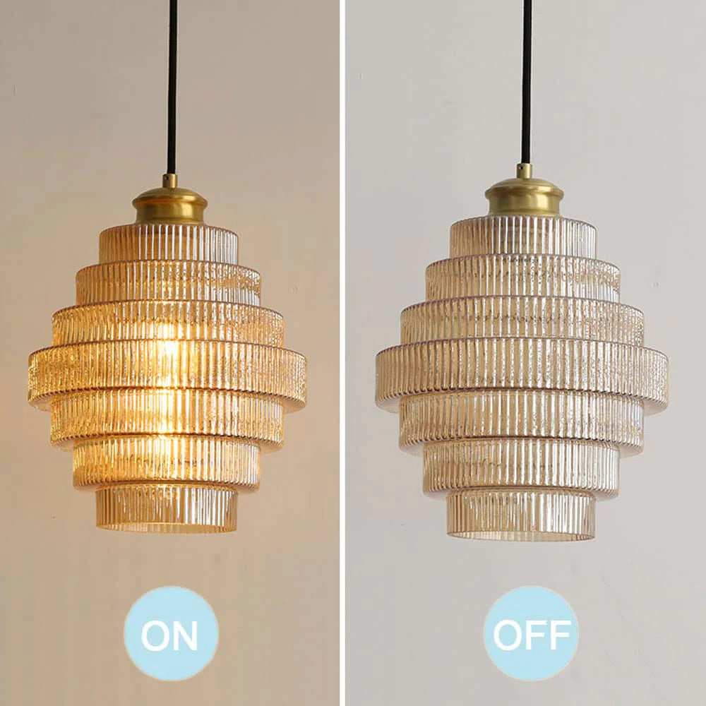 Messingkleurige Hanglamp met Flessendesign – Glazen Kap in Retro Stijl – Ø22cm – E27-Fitting
