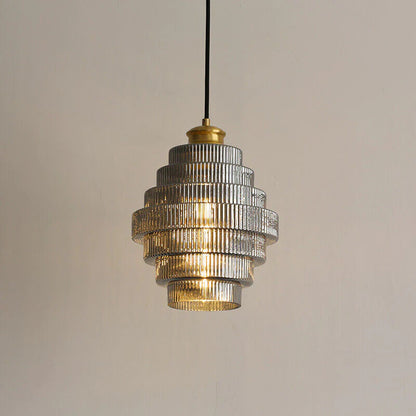 Messingkleurige Hanglamp met Flessendesign – Glazen Kap in Retro Stijl – Ø22cm – E27-Fitting