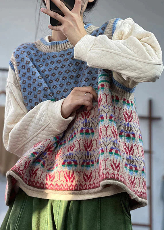 Dikke Gebreide Vest voor Vrouw Oversized Wollen Design