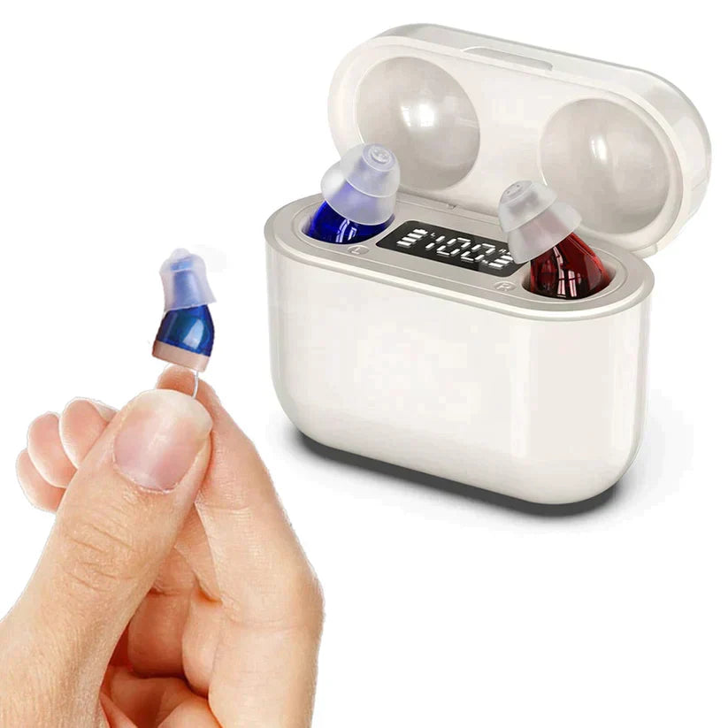 Oplaadbaar Gehoortoestel - Discreet & Comfortabel - Verstelbaar Volume - Geluidsreductie - Inclusief Oplaadkoffer & Accessoires