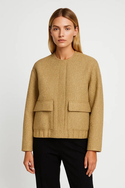 Dames Jas Kort Box Model Met Grote Zakken Relaxed Fit
