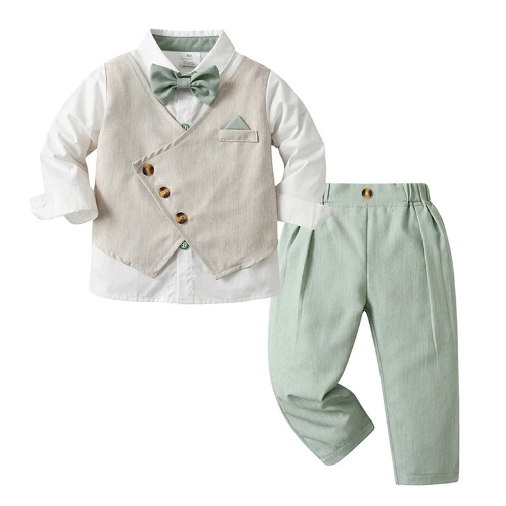 Jongenspak 3-Delig Blauw Hemd met Vest en Pantalon Formele Kleding voor Kinderen