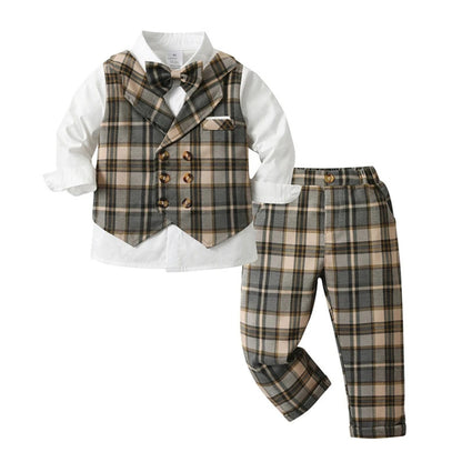 Jongenspak 3-Delig Blauw Hemd met Vest en Pantalon Formele Kleding voor Kinderen