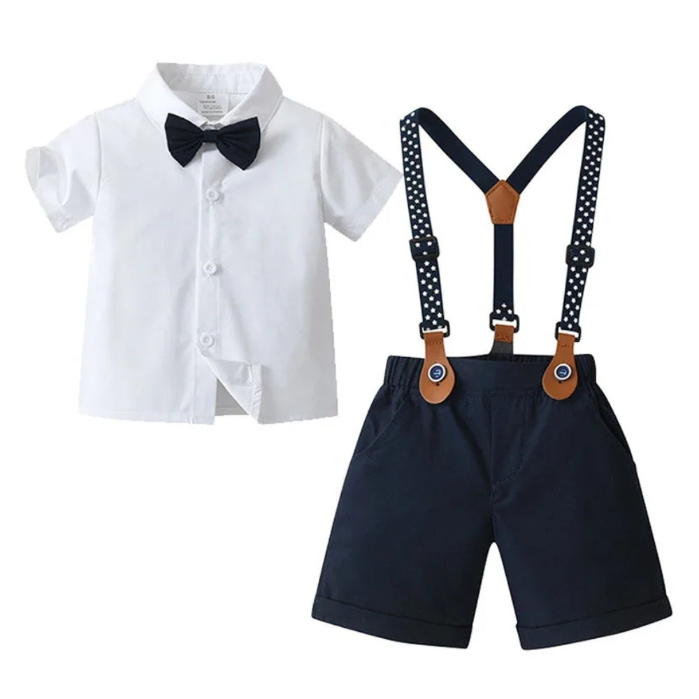 3-Delig Jongenspak met Blauw Overhemd, Gilet en Broek voor Feestelijke Gelegenheden, Ceremonies en Bruiloften