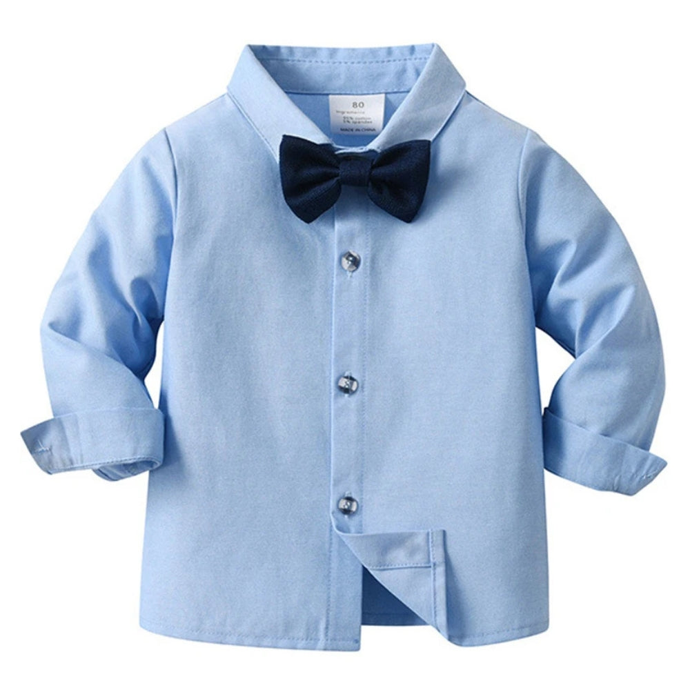 Jongenspak 3-Delig Blauw Hemd met Vest en Pantalon Formele Kleding voor Kinderen