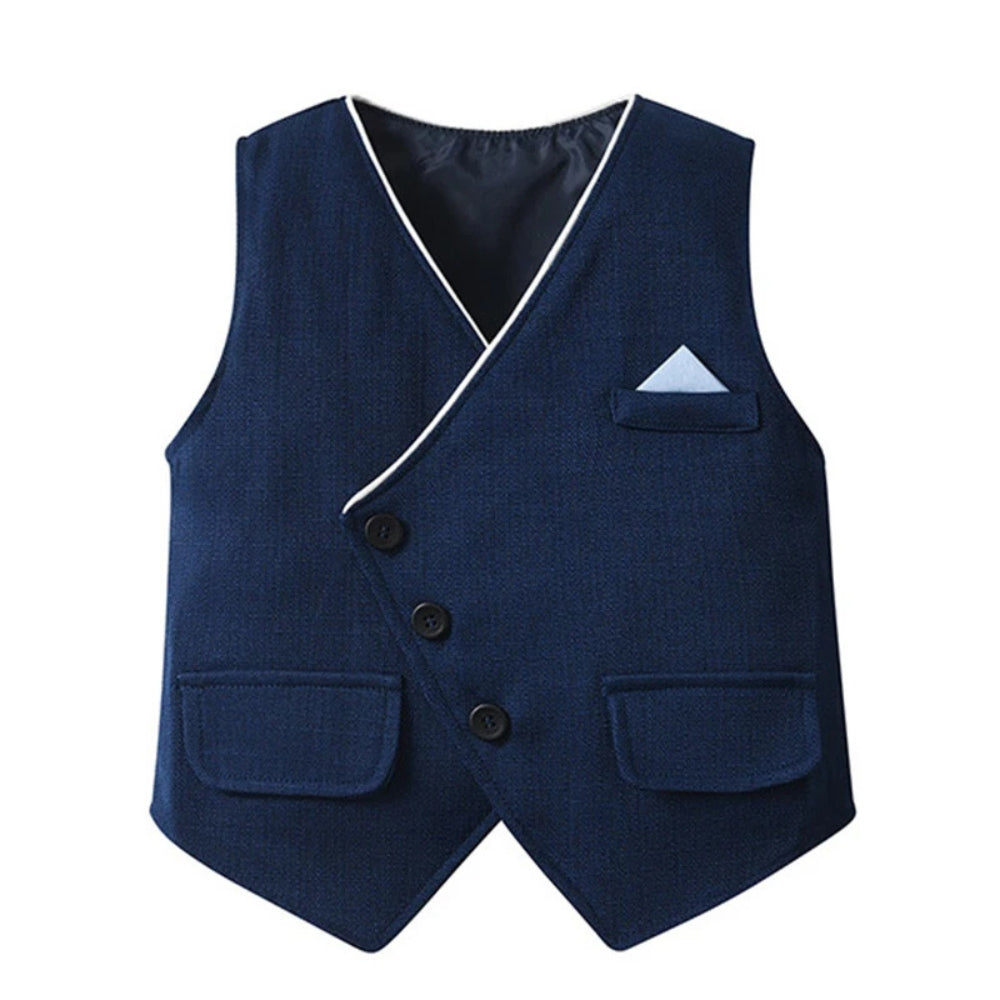 3-Delig Jongenspak met Blauw Overhemd, Gilet en Broek voor Feestelijke Gelegenheden, Ceremonies en Bruiloften