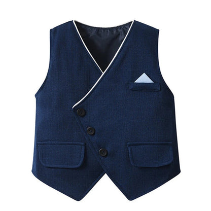 3-Delig Jongenspak met Blauw Overhemd, Gilet en Broek voor Feestelijke Gelegenheden, Ceremonies en Bruiloften