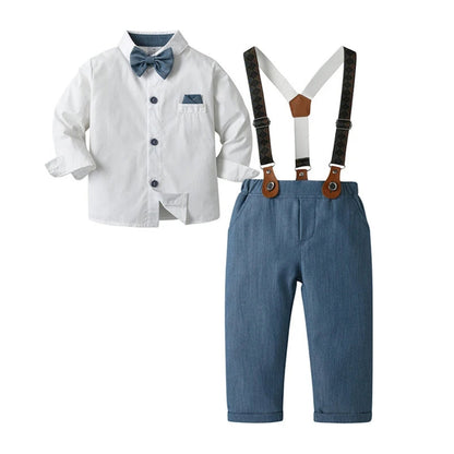 Jongenspak 3-Delig Blauw Hemd met Vest en Pantalon Formele Kleding voor Kinderen