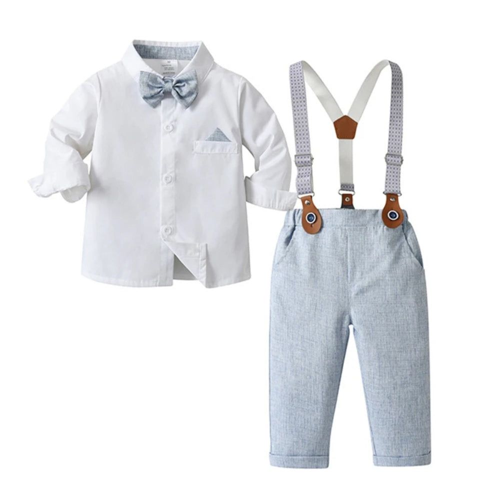 Jongenspak 3-Delig Blauw Hemd met Vest en Pantalon Formele Kleding voor Kinderen