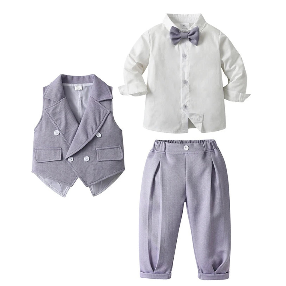 Jongenspak 3-Delig Blauw Hemd met Vest en Pantalon Formele Kleding voor Kinderen