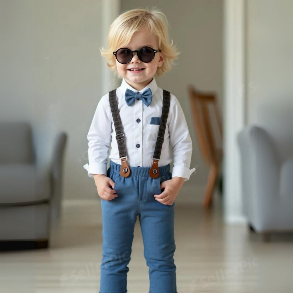 Jongenspak 3-Delig Blauw Hemd met Vest en Pantalon Formele Kleding voor Kinderen