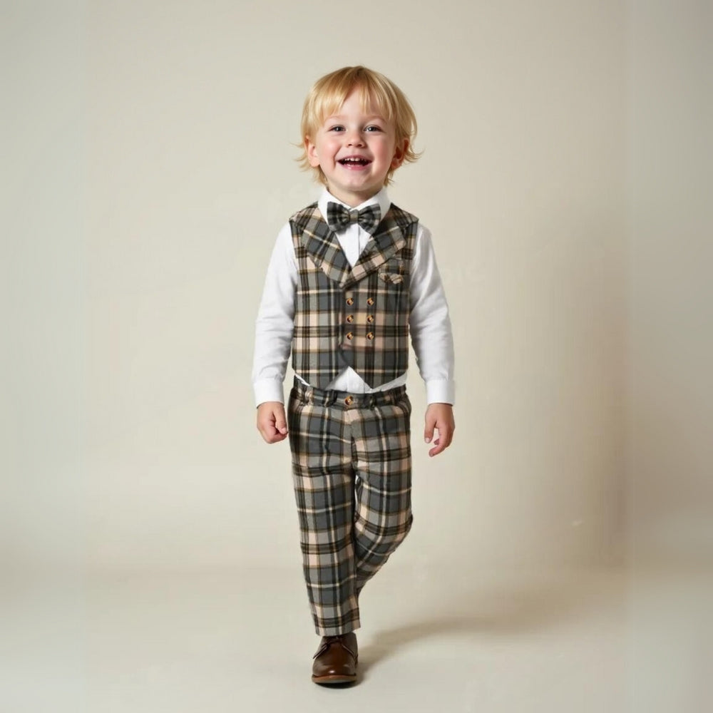 Jongenspak 3-Delig Blauw Hemd met Vest en Pantalon Formele Kleding voor Kinderen