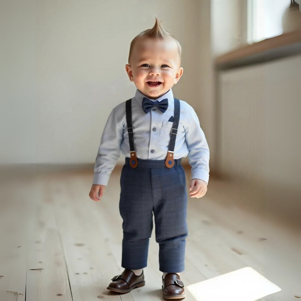 Jongenspak 3-Delig Blauw Hemd met Vest en Pantalon Formele Kleding voor Kinderen