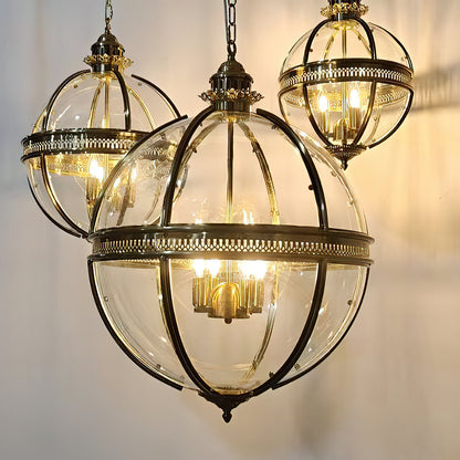 Barok Hanglamp met Glazen Kappen en Gouden Afwerking – Luxe Design Kroonluchter 3-Lichts