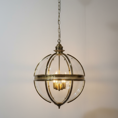 Barok Hanglamp met Glazen Kappen en Gouden Afwerking – Luxe Design Kroonluchter 3-Lichts