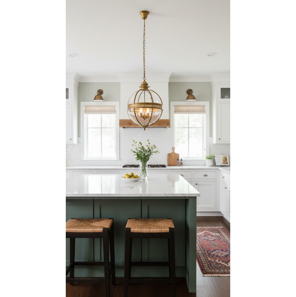Barok Hanglamp met Glazen Kappen en Gouden Afwerking – Luxe Design Kroonluchter 3-Lichts