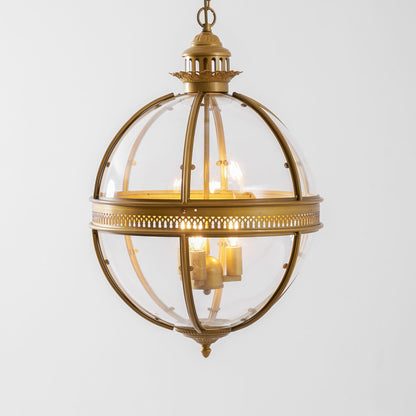 Barok Hanglamp met Glazen Kappen en Gouden Afwerking – Luxe Design Kroonluchter 3-Lichts