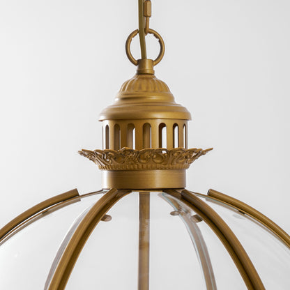 Barok Hanglamp met Glazen Kappen en Gouden Afwerking – Luxe Design Kroonluchter 3-Lichts