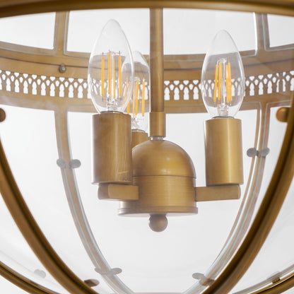 Barok Hanglamp met Glazen Kappen en Gouden Afwerking – Luxe Design Kroonluchter 3-Lichts