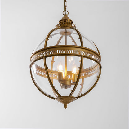 Barok Hanglamp met Glazen Kappen en Gouden Afwerking – Luxe Design Kroonluchter 3-Lichts