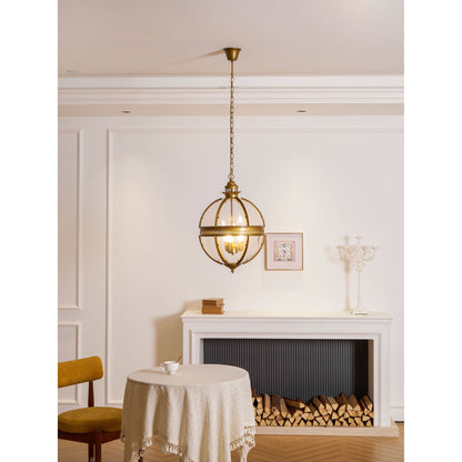 Barok Hanglamp met Glazen Kappen en Gouden Afwerking – Luxe Design Kroonluchter 3-Lichts