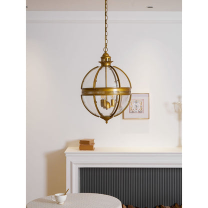Barok Hanglamp met Glazen Kappen en Gouden Afwerking – Luxe Design Kroonluchter 3-Lichts
