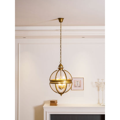 Barok Hanglamp met Glazen Kappen en Gouden Afwerking – Luxe Design Kroonluchter 3-Lichts