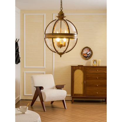 Barok Hanglamp met Glazen Kappen en Gouden Afwerking – Luxe Design Kroonluchter 3-Lichts