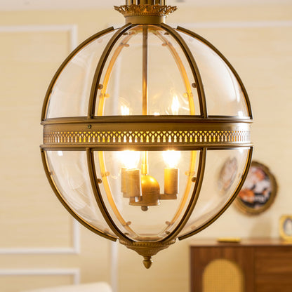 Barok Hanglamp met Glazen Kappen en Gouden Afwerking – Luxe Design Kroonluchter 3-Lichts