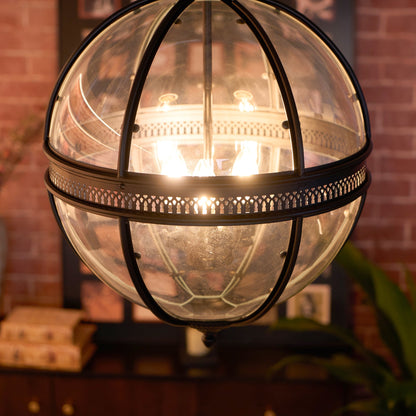 Barok Hanglamp met Glazen Kappen en Gouden Afwerking – Luxe Design Kroonluchter 3-Lichts