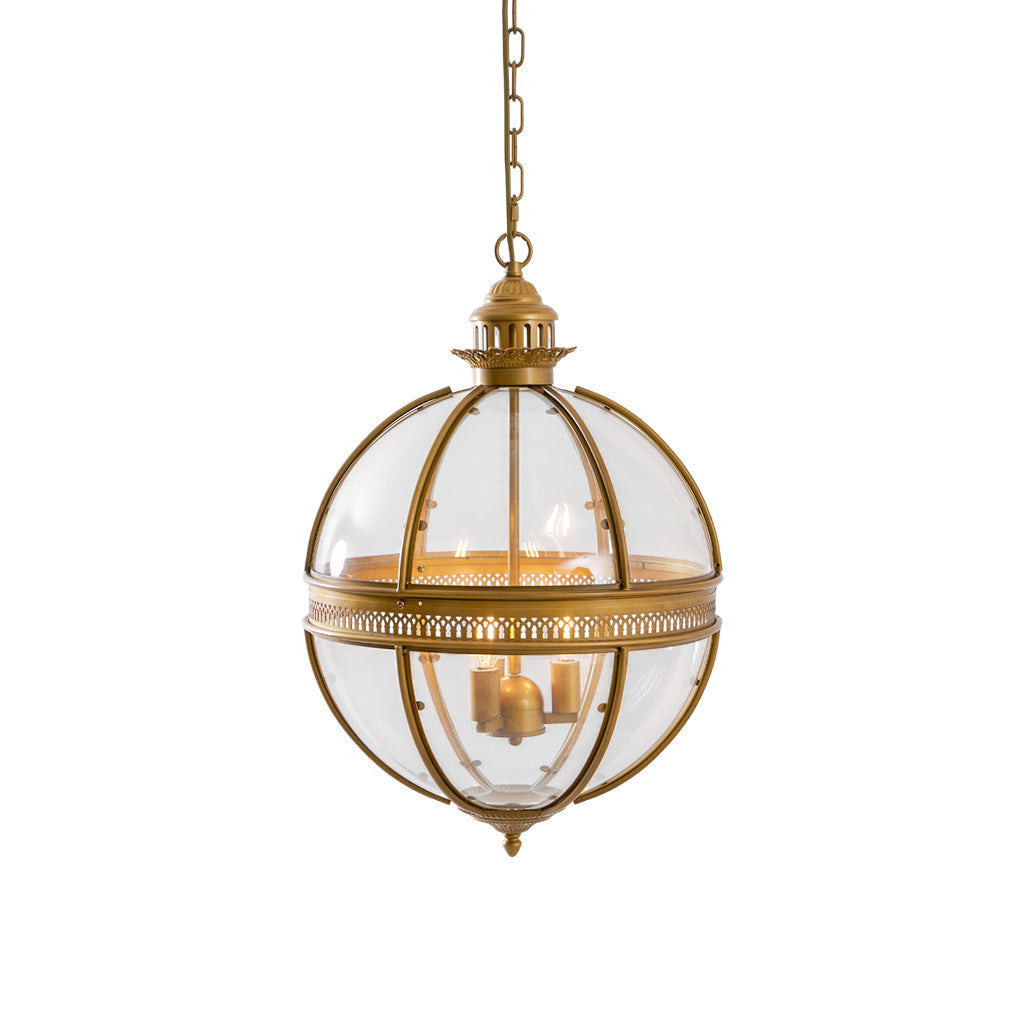 Barok Hanglamp met Glazen Kappen en Gouden Afwerking – Luxe Design Kroonluchter 3-Lichts