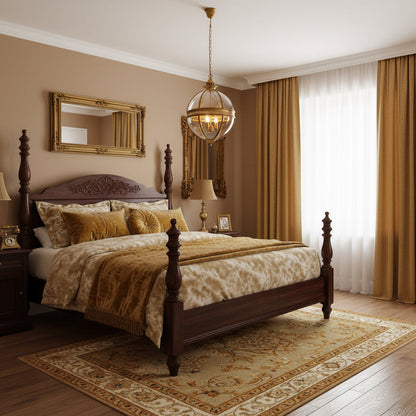 Barok Hanglamp met Glazen Kappen en Gouden Afwerking – Luxe Design Kroonluchter 3-Lichts