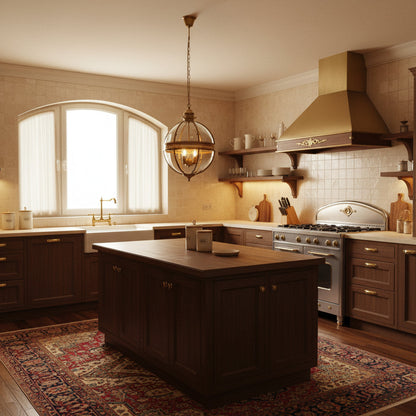 Barok Hanglamp met Glazen Kappen en Gouden Afwerking – Luxe Design Kroonluchter 3-Lichts