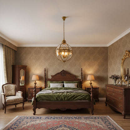 Barok Hanglamp met Glazen Kappen en Gouden Afwerking – Luxe Design Kroonluchter 3-Lichts