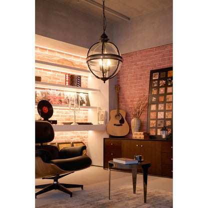 Barok Hanglamp met Glazen Kappen en Gouden Afwerking – Luxe Design Kroonluchter 3-Lichts