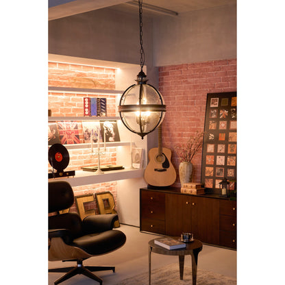 Barok Hanglamp met Glazen Kappen en Gouden Afwerking – Luxe Design Kroonluchter 3-Lichts