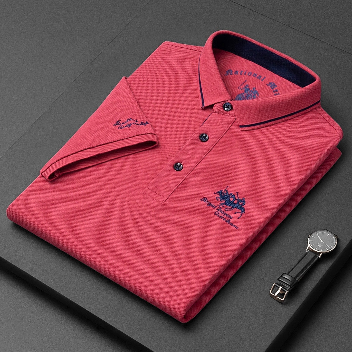 Mannen Polo Klassieke Stijl Met Borduurwerk