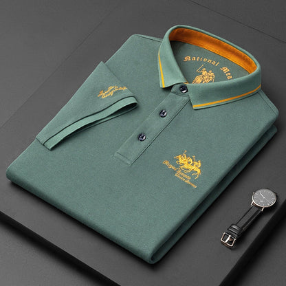 Mannen Polo Shirt met Fijne Stof en Subtiel Borduurwerk