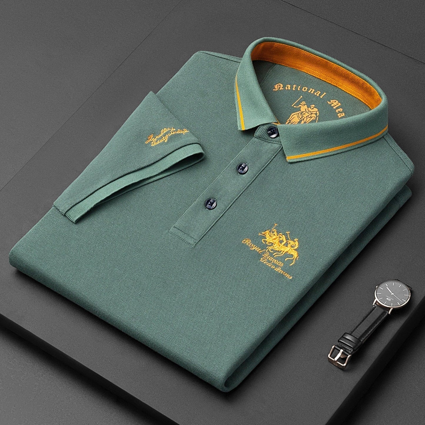 Mannen Polo Klassieke Stijl Met Borduurwerk